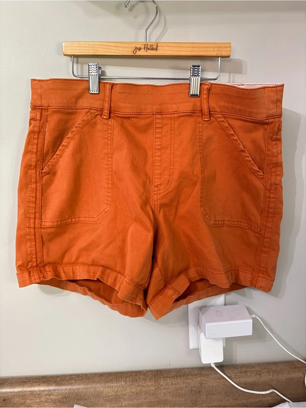 Tribal Orange Pull On Stretch Shorts Size 12 Patch Pocket Casual Summer